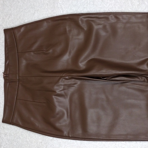 Princess Polly Vivene Brown Faux Leather High Rise Back Zipper Boot Cut Pant NWT - Picture 3 of 13